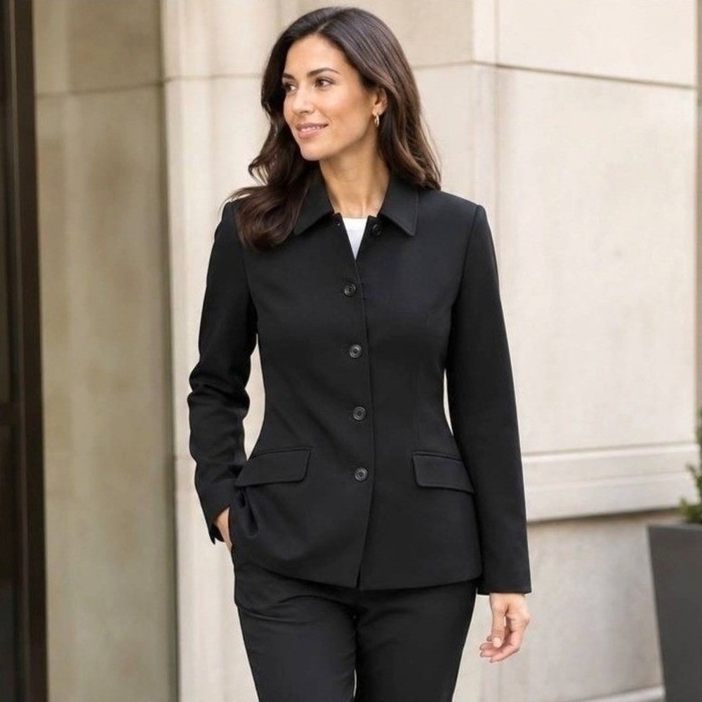 J.Crew Black Tailored Jacket Womens 6 Career Workwear Button Front Lined